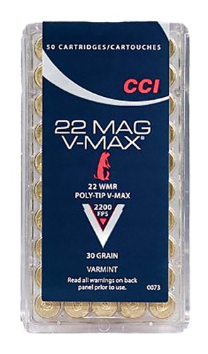 CCI 0073 Varmint 22 Mag 30 gr V-Max Polymer Tip 50 Bx/ 40 Cs