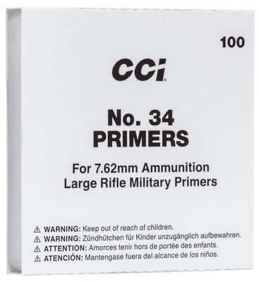 CCI Large Rifle 7.62mm NATO-Spec Military Primers #34 Box of 1000 (10 Trays of 100)