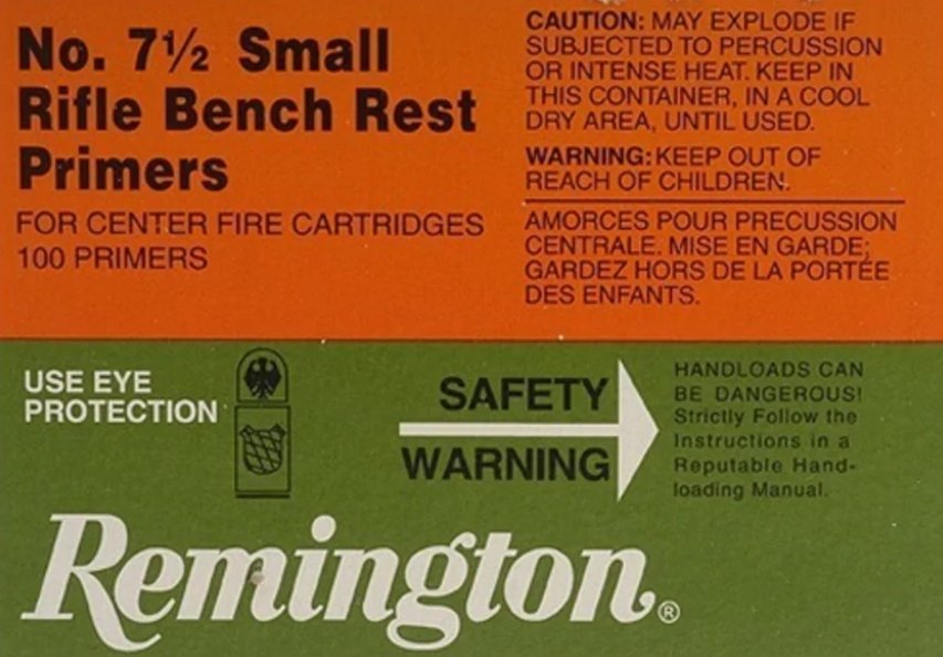 Remington Small Rifle Bench Rest Primers #7-1/2 Box of 1000 (10 Trays of 100)