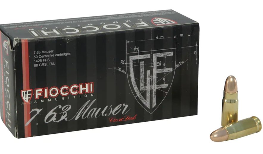 Fiocchi Ammunition 30 Mauser (7.63mm) 88 Grain Full Metal Jacket Box of 50x20(1000 rounds