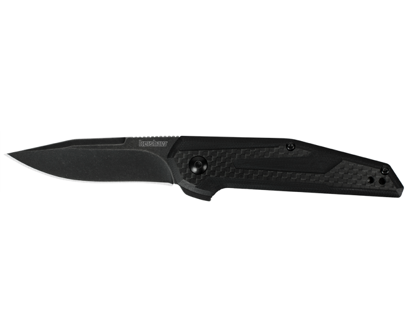 Kershaw Fraxion Folding Knife - 2.75" Black Plain Drop Point Blade