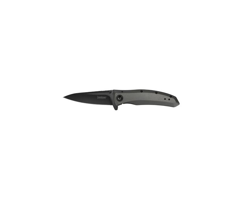 Kershaw Grid Gray Folding Knife - 3.75" Plain Black Drop Point Blade