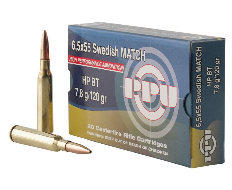 PPU PPM6 Match 120 Grain 6.5x55 Swedish 20 Rounds Hollow Point Boat Tail
