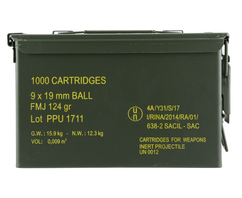 PPU Mil-Spec 9mm Luger 115 Grain Full Metal Jacket (FMJ) 1000 Rounds