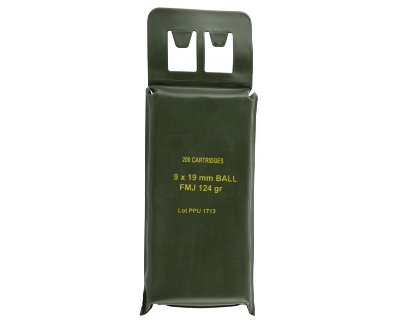 PPU Mil-Spec Battle Pack Brass 9mm NATO 200-Rounds 124 Grain FMJ
