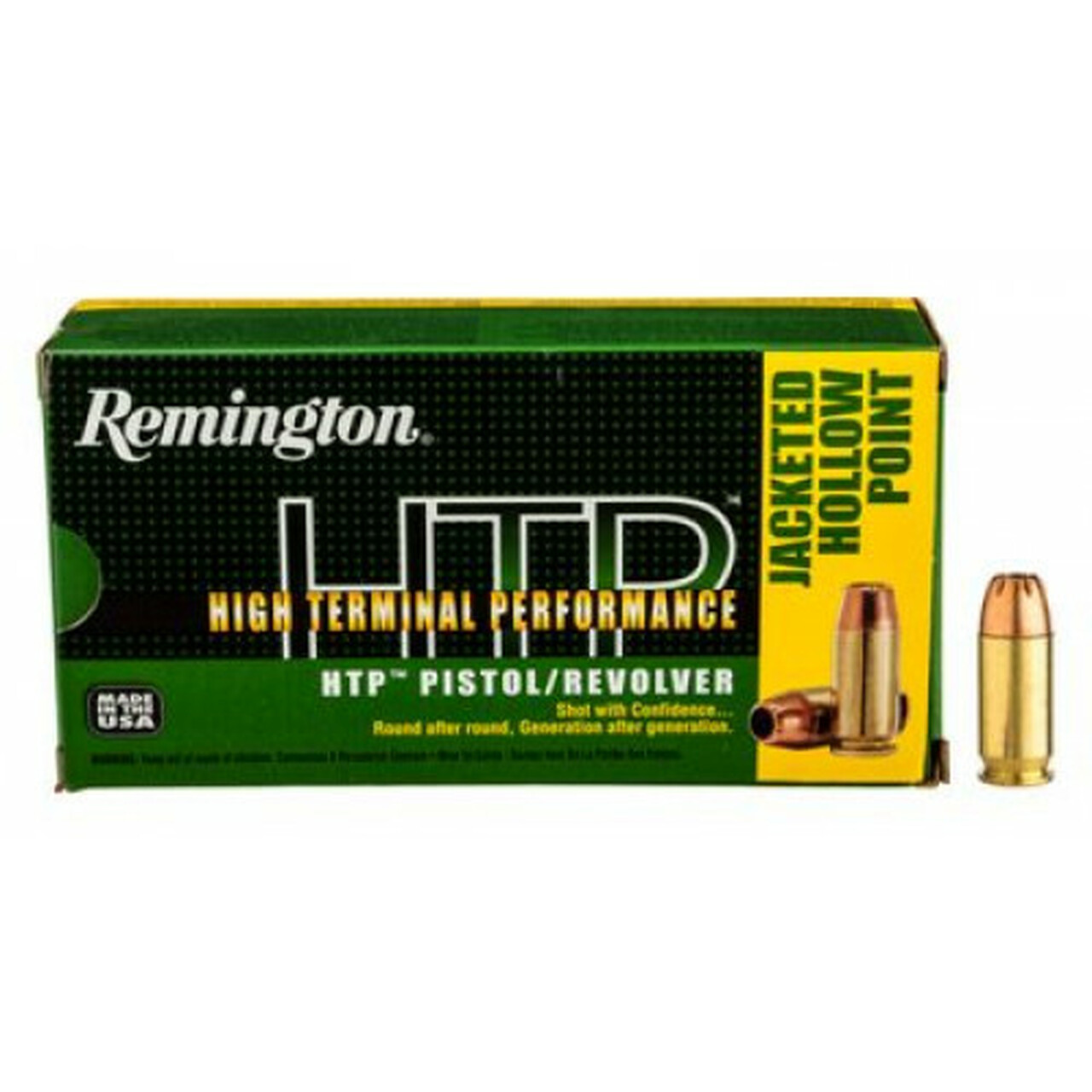 Remington High Terminal Performance (HTP) Ammunition 45 ACP 185 Grain Jacketed Hollow Point