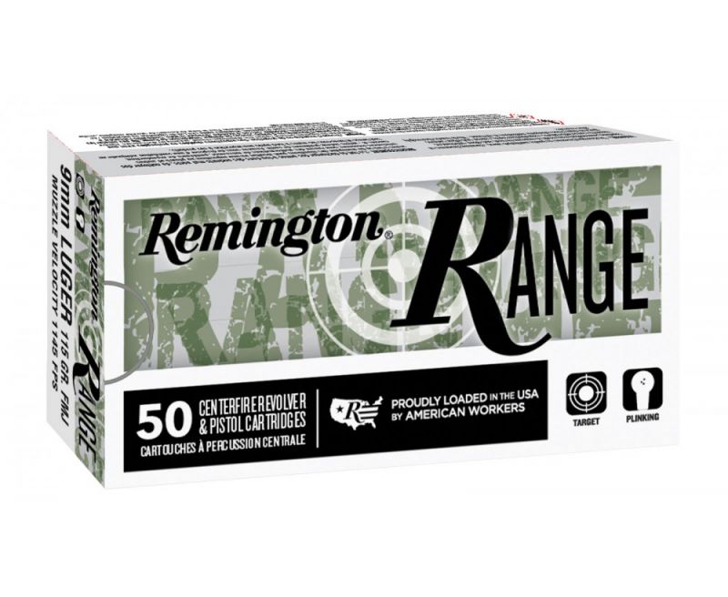 Remington T9MM3 Range Ammunition 9mm 115GR FMJ 50rd Box