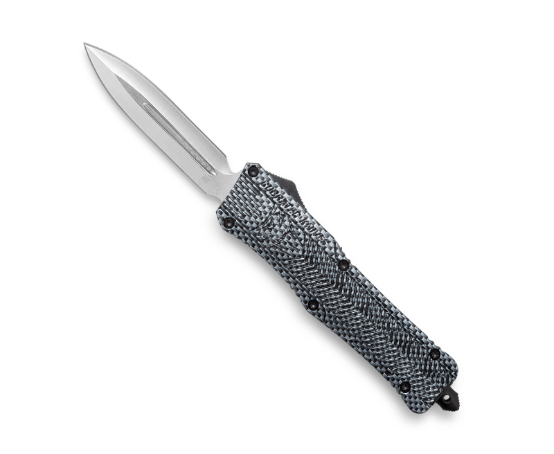 CobraTec CTK-1 Carbon Fiber OTF Knife - 3.75" Plain Dagger Blade with Nylon Sheath