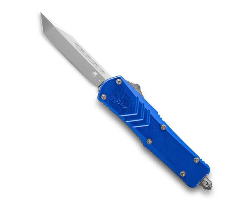 CobraTec Knives FS-X Blue OTF Knife - 2.75" Plain Tanto Blade