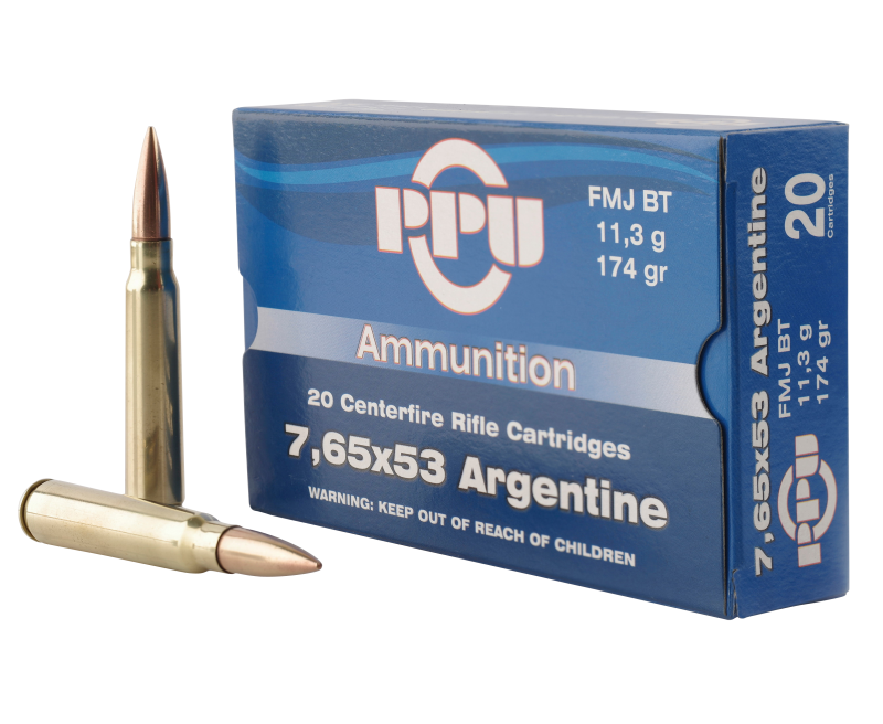 PPU Metric Rifle Brass 7.65 X 53 174-Grain 20-Rounds FMJ